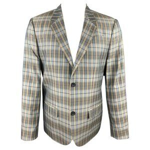 Mens MARC by MARC JACOBS Size M Plaid Silk Notch Lapel Sport Coat 7153